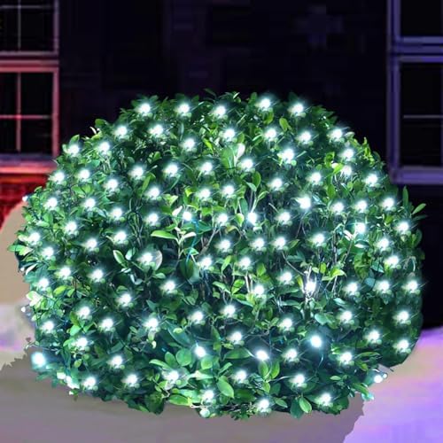 HISHINY Christmas Lights Outdoor Decorations for Bushes,LED Connectable Bush Christmas Lights Outdoor Yard Mesh Shrub Net Light for Party, Holiday, Wedding, Tree,Bushes (Cool White) by HISHINY