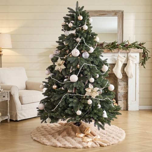 ORTIGIA Oatmeal Bubble Faux Fur Christmas Tree Skirt 36 Inch - Image 4