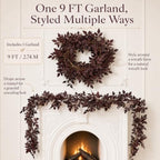 9FT Plum Cimicifuga Seeded Garland,Artificial Fall Leaf Garland for Mantel - Image 4