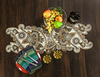 Hand Beaded Ivory Gold Fancy Paisley Runner 13x36 Decor - Image 3