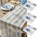 Mindsoft 3 Pcs Blue Hydrangea Floral Table Runner 10ft Gauze Embroidery Hydrangea Tulle Lace Summer Table Runner for Wedding Bridal Baby Shower Holiday Dining Decor DIY by Mindsoft