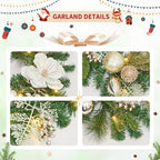 Garvee 6 Feet Christmas Garland with Lights & Magnolia for Mantle - Image 3
