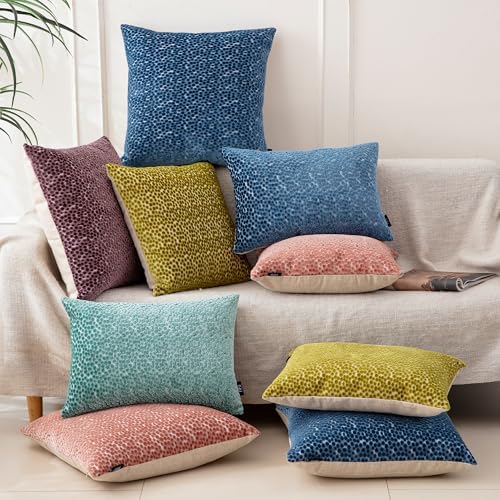 FIFU 22x22 Inch Throw Pillow Covers Set of 2, Jacquard Velvet, Dusty Rose - Image 6