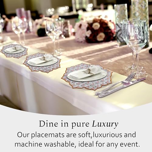 CPC Labra Grey Block Print Cotton Floral Placemat 15x15 Inch, Set of 4 - Image 5