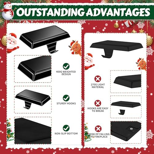 OCTERIC 4 Pcs Black Christmas Metal Stocking Holders for Mantle, Heavy Duty Stocking Hangers Stocking Hook Xmas Ornaments for Counter Tables Window Fireplace Mantle Decoration - Image 3