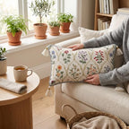 ISAENNE Designer Vintage Linen Throw Pillow Cover,28"x12"-Serenity B - Image 4