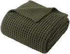 Olive Green Throw Blanket for Couch, Waffle Knit Blanket Throw 60"x80" by BunnikinsClover
