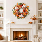 24 Inch Fall Wreaths for Front Door with Sunflowers Roses Autumn Home Decor - Image 6