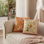 Vintage Burnt Orange Floral Pillow Cover 18x18, Terracotta - Image 7