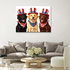 July 4th Patriotic Canvas Wall Art 4th of July USA Decorations American Flag and Stars Dogs Picture Wall Decor Independence Day Home Decor 20x24in - Image 2