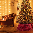 Soulchen 30 Inch Christmas Tree Collar Burgundy Xmas Tree Skirt Ring Jacquard Velvet Foldable Christmas Base Cover for Xmas Base Stand Cover Holiday Party Indoor Home Decorations - Image 4