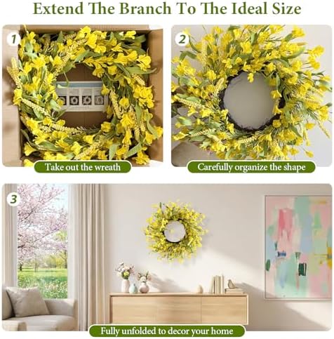 24 Inch Fall Wreath for Front Door Artificial Grapevine Wreath - Image 4
