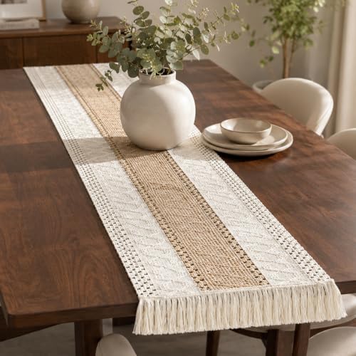 Boho Woven Placemats, Charger Plates Table Runner and Napkin Ring Set of 6 - Image 4