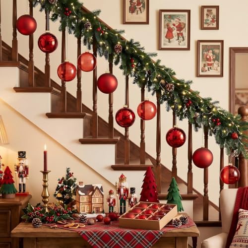 Seenelling 12 Pcs Christmas Glass Ball Ornaments 3.15 Inch, Red - Image 4