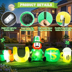 St Patricks Day Inflatables Outdoor Decorations 8FT Leprechaun Inflatable with Shamrock Horseshoe Pot of Gold Beer Cup Yard Lawn Party Garden Home Holiday Irish Saint Patrick’s Blow Up Décor - Image 5