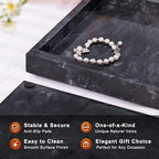 Marble Bathroom Tray for Countertop & Home Decor, Natural Decorative Marble Tray for Jewelry & Perfume Organizer, Luxury Stone Vanity Trays for Dresser, Kitchen Counter, 12" x 8", Gray Black - Image 2