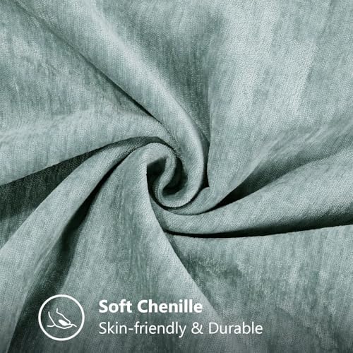 decorUhome Soft Chenille Throw Pillow Covers 22x22 Set of 2 Aqua Haze - Image 2