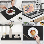 Homaxy PU Faux Leather Placemats for Dining Table, Set of 8, Black - Image 6