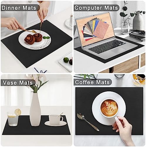 Homaxy PU Faux Leather Placemats for Dining Table, Set of 6, Black - Image 6