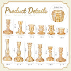 Mumufy 12 Pcs Gold Glass Taper Candle Holders, 0.8" Candlestick - Image 2