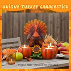 Thanksgiving Turkey Tealight Candle Holder with 3 Pumpkin - Image 3