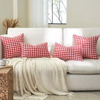 Red White Gingham Plaid Christmas Euro Pillow Sham Covers 26x26 Set of 2 - Image 5