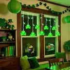 25 LED Green Shamrock Icicle Lights, 6.75FT St. Patricks Day Lights Curtain String Lights with 10 Shamrock & 25 LED Light for Lucky Clover St Patrick's Decorations Indoor Home Window Proch Party Decor - Image 3