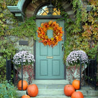 24” Fall Wreaths for Front Door, Autumn Wreath with Leaves, Bumpkins, Berries and Sunflowers for Fall Garland Thanksgiving Day Halloween Indoor Outdoor Wall Home Decor - Image 6