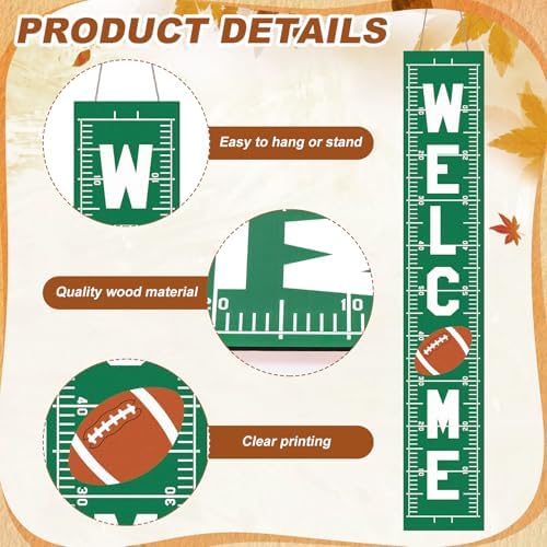 Weysat Fall Football Porch Sign 47.2" Outdoor Football Decorations for Home - Image 3