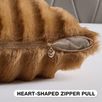 FUTEI Pack of 2 Faux Mink Fur Throw Pillow Covers 22x22 Inch, Camel - Image 3