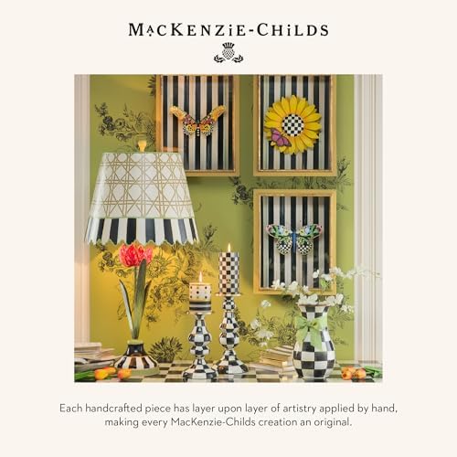 MACKENZIE-CHILDS Pillar Candlestick, Large, Black-and-White Courtly Check - Image 6