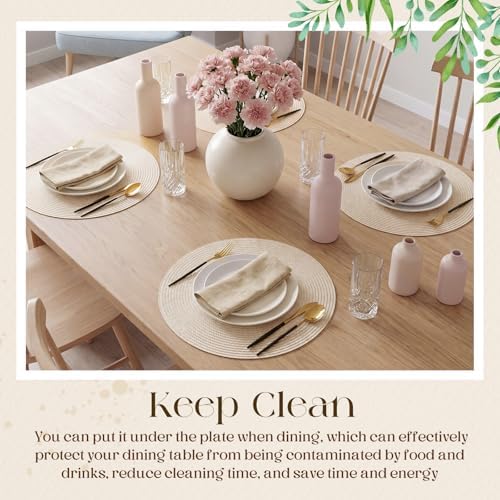 Geosar 120 Pcs Disposable Paper Placemats Round Paper Placemat, Beige - Image 5