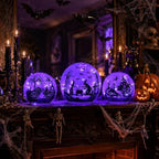 NEEDOMO Halloween Decorations Indoor, 3 Pack Witch Crackle Glass Globe Purple LED Lights with Timer, Halloween Table Decor for Mantel, Fireplace, Party, Home - Image 6