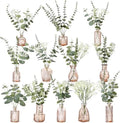 Glass Bud Vases Set of 12 and Artificial Plants Stems in Glass Vase Artificial Eucalyptus Baby's Breath Fake Plants Greenery for Rustic Farmhouse Wedding Table Centerpieces(Amber) by Unknown