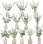 Glass Bud Vases Set of 12 and Artificial Plants Stems in Glass Vase Artificial Eucalyptus Baby's Breath Fake Plants Greenery for Rustic Farmhouse Wedding Table Centerpieces(Amber) by Unknown