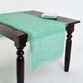 Fennco Styles Mari Sati Fringed Burlap Rectangular Sea Green Table Runner 20" W x 90" L - 100% Jute Table Runner for Everyday Use, Banquets, Family Dinner, Special Events and Home Décor by FenncoStyles