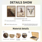 Western Cowboy Wall Art Set of 3, Vintage Southwestern Cowboy Wall Decor Paintings, Western Longhorn Bull Posters Prints Pictures for Bedroom Living Room Farmhouse Decor 16x24 Inch Wood Framed - Image 3