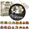 Interchangeable Welcome Sign, 12-Inch Front Door Decor with 16 Inserts by Unknown