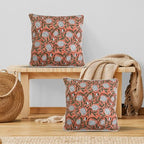 Ridhi Block Print Dark Salmon Pink Pillow Cover 20" x 20" (Pack of 2) Decorative Couch Pillows for Living Room, Chic Boho Cute Outdoor Pillows Covers Gifts for Spring, Easter and Valentine - Image 2