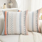 Boho Pillow Covers 18x18 Set of 2 for Couch-Modern Farmhouse Sofa Decorative Throw Pillow Covers Textured Chenille Cushion Covers Outdoor Netural Bohemian Pillow Cases Square by PLEPATE