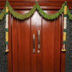 Desi Favors Artificial Silk Mango Leaves Garland Door Toran - Green Toran for Indian Decorations Backdrop, Wedding, Diwali, Pooja, Dussehra, Housewarmings,Multi Festival Bandanwar - 6 Ft (Pack of 1) - Image 5
