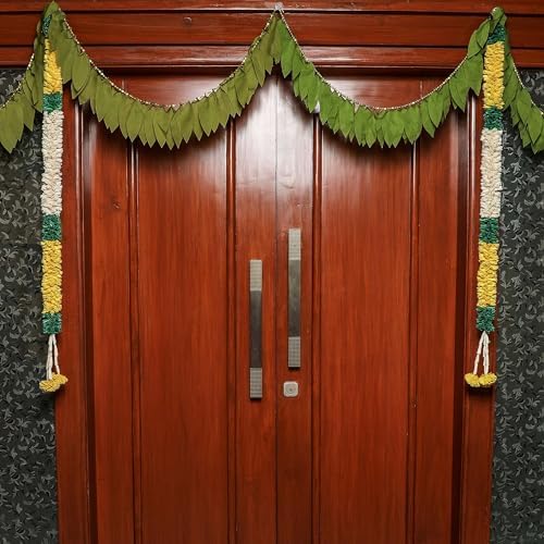 Desi Favors Artificial Silk Mango Leaves Garland Door Toran - Green Toran for Indian Decorations Backdrop, Wedding, Diwali, Pooja, Dussehra, Housewarmings,Multi Festival Bandanwar - 6 Ft (Pack of 1) - Image 5