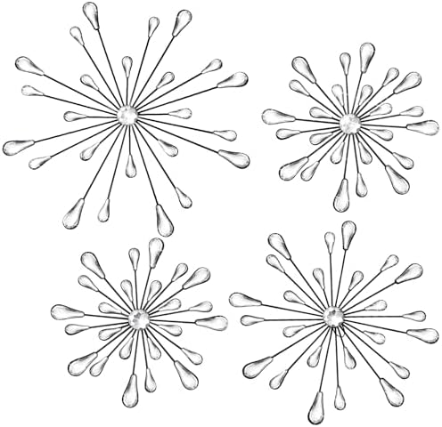 Hicarer 4 Pcs Starburst Wall Decor, Bling Metal Wall Art, Black - Image 2