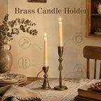 Brass Candle Holder, Candlestick Holders Vintage Hammered Metal Taper Candle Holders Set of 2 Decorative Table Centerpiece for Dining Fireplace Home Decor - Image 3