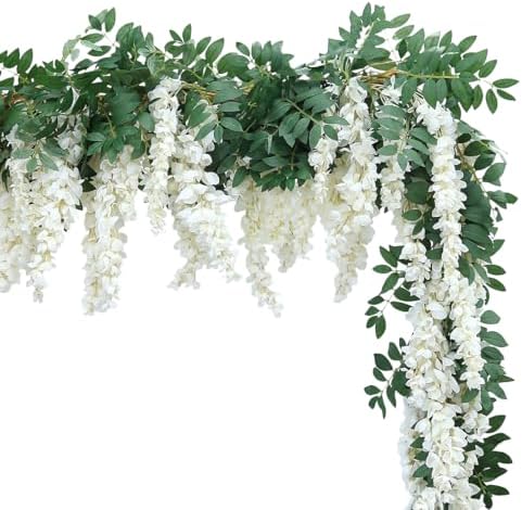 Encrypted Flower Vine Wisteria Artificial Garland Hanging (White, 1pc) - Image 4