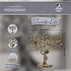 Ner Mitzvah Tree of Life Menorah for Chanukah - Fits All Standard Candles - Artistic Bronze Gold Menorah - 8" High - Image 3