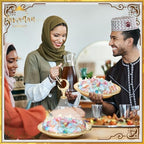 Potchen 1 Pcs Ramadan Tray Decor Eid Mubarak Date Holder with Clear Dome Lid Mardi Gras Serving Tray 6.69" Metal Gold Eid Al-fitr Dessert Container for Nuts Baklava Samosa Halva Candies Cookies - Image 7