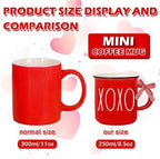 Whaline 6Pcs Valentine's Day Mini Coffee Mug with Ribbon Red Pink Love Words Mini Mug Sweet Valentine's Tiered Tray Decor for Valentine's Day Anniversary Wedding Table Centerpieces Decoration - Image 3