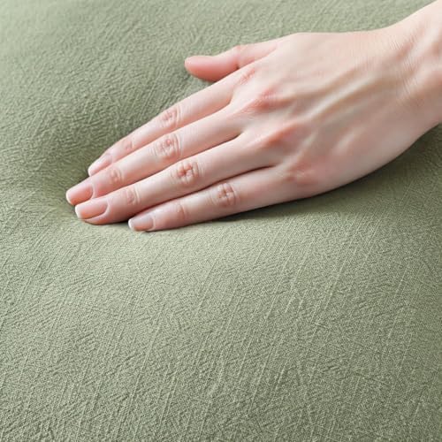 MIULEE Linen Fringe Decorative Euro Throw Pillow Covers Sage Green 24x24 - Image 2