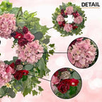 HipTree 24 Inch Spring Wreaths for Front Door with Hydrangeas Roses - Image 2